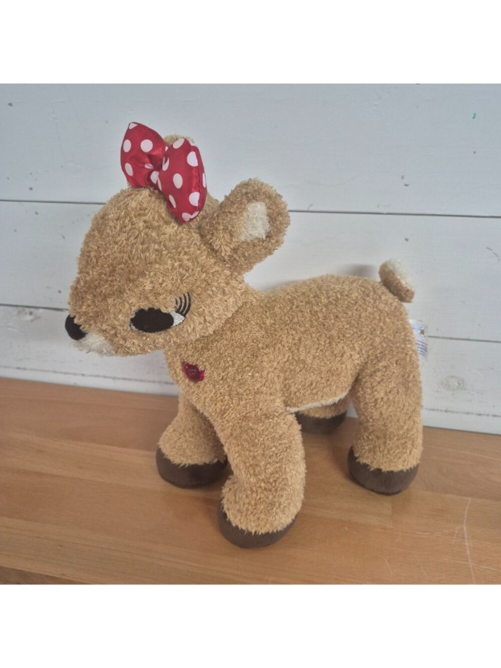 Build-A-Bear Plush Deer With Red Polka Dot Bow & Heart Gem 14" Soft Stuffed Toy - Picture 2 of 8